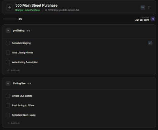 Transaction Checklist