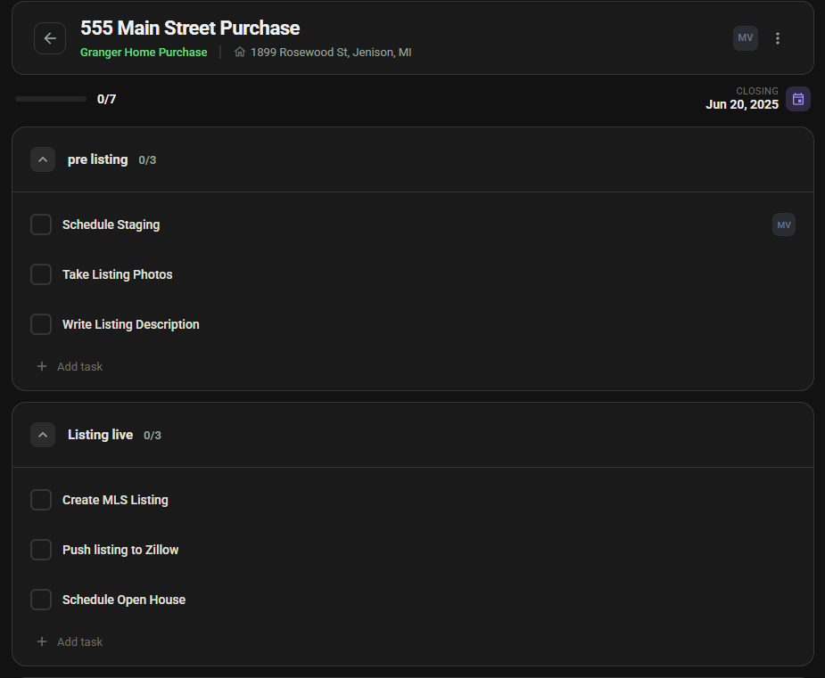 Transaction Checklist Transaction Checklist